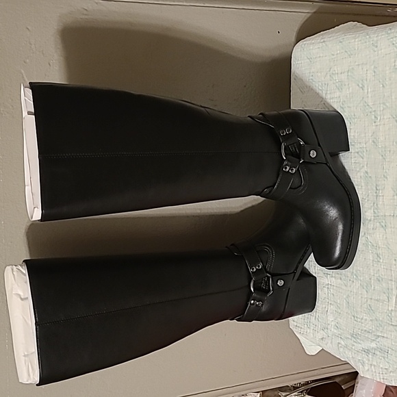 Nine West Koop 3 women's size 5.5M Faux Leather tall knee-high boots NIB Black - Picture 4 of 10